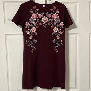 Women's Burgundy Floral Dress